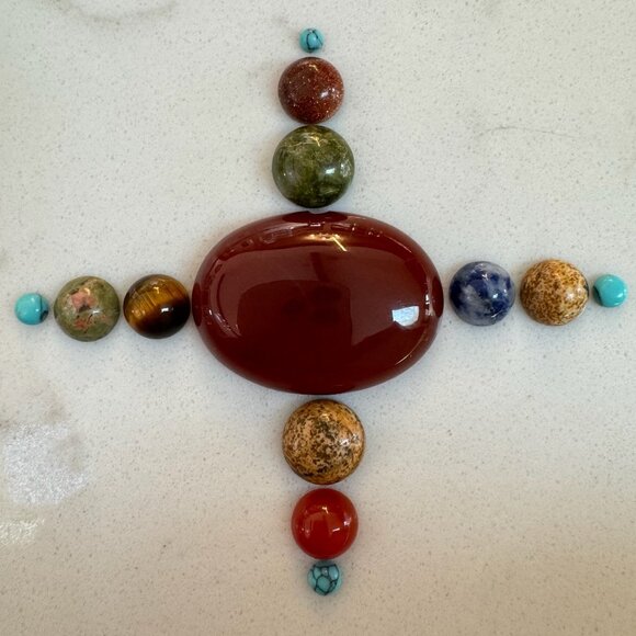 Cabochon Lot with Carnelian, Turquoise, Tigers Eye, Jasper, Onyx - Picture 1 of 15